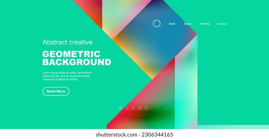 Triangles with fluid gradients, abstract landing page background. Minimal shapes composition for wallpaper, banner, background, leaflet, catalog, cover, flyer