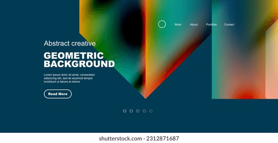 Triangles with fluid gradients, abstract landing page background. Minimal shapes composition for wallpaper, banner, background, leaflet, catalog, cover, flyer
