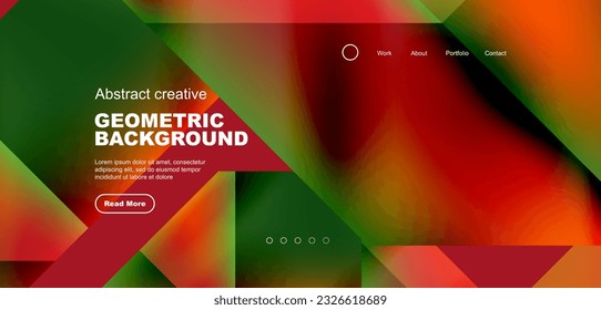 Triangles with fluid gradients, abstract landing page background. Minimal shapes composition for wallpaper, banner, background, leaflet, catalog, cover, flyer