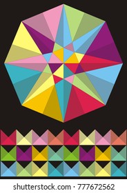 triangles form a colorful black background colored mosaic