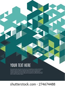Triangles geometric background in greens. Vector illustration Eps10 file. Global colors&layers.