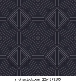 Triangles Geometric Complexity Outline Seamless Pattern Vector Trendy Abstract Background. Decorative Intricate Modern Ornament Repetitive Wallpaper. Intricacy Line Art Continuous Graphic Illustration