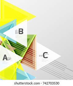 Triángulos y formas geométricas de fondo abstracto. Ilustración vectorial para su diseño