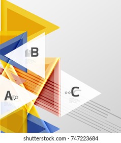 Dreiecke und geometrische Formen abstrakter Hintergrund. Vektorgrafik für Ihr Design