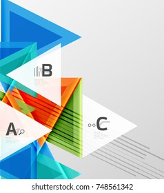 Triangles and geometric shapes abstract background. Vector illustration for your design