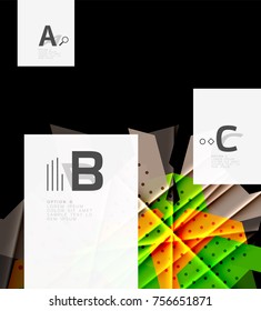 Triángulos y formas geométricas de fondo abstracto. Ilustración vectorial para su diseño