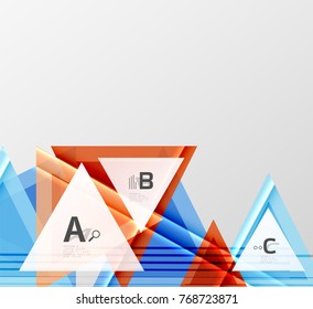 Triángulos y formas geométricas de fondo abstracto. Ilustración vectorial para su diseño