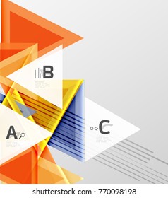 Triángulos y formas geométricas de fondo abstracto. Ilustración vectorial para su diseño