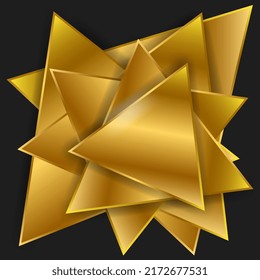 triángulos oro textura 3d fondo de objeto atascado elegante, fondo de ilustración vectorial