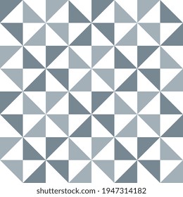 Triangles of gray shades form squares, mosaics. Seamless vector pattern for surface.