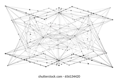 Triangles gray and white abstraction on white background circling chaotically in a circle. Abstract chaotic geometric pattern.