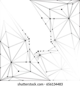 Triangles gray and white abstraction on white background circling chaotically in a circle. Abstract chaotic geometric pattern.