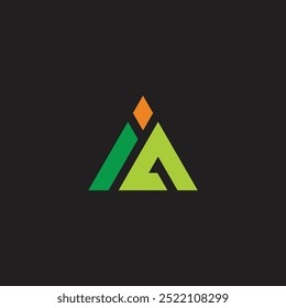 triangles green stripes mountain moon logo vector 