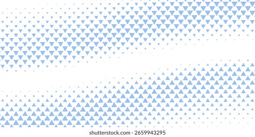 Triangles Halftone Geometric Continuous Pattern Vector Straight Line Border Pale Blue Abstract Background. Checkered Faded Particles Subtle Seamless Texture. Half Tone Art Graphic

