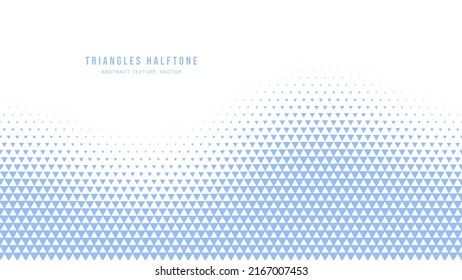 Triangles Halftone Geometric Pattern Abstract Vector Harmony Rhythm Blue Border Isolated On White Background. Wave Form Curved Abstraction. Half Tone Art Graphic Minimalist Pure Light Vivid Wallpaper