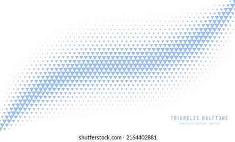 Triángulos Halftone Patrón Geométrico Vector de borde curvo suave Borde azul blanco Resumen fondo. Partículas Faded Averiguadas Línea Sutil Textura. Gráfico de arte de medio tono con fondo de escritorio minimo puro