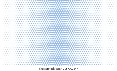Triangles Halftone Geometric Pattern Vector Subtle Texture White Pale Blue Abstract Background. Faded Chequered Triangle Particles Wide Wallpaper. Half Tone Graphic Minimalist Pure Light Illustration