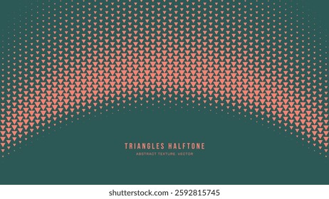 Triangles Halftone Pattern Arc Shape Border Vector Graphic Orange Green Abstract Backgrounds. Network Defense Conception Half Tone Graphics Eye Catching Abstraction. Retro Futuristic Art Illustration