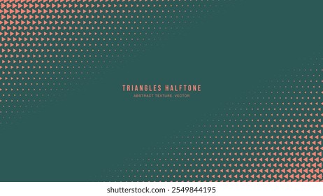 Triangles Halftone Pattern Diagonal Border Vector Orange Green Abstract Background. Ultra Modern Minimalist Art Half Tone Eye Catching Wallpaper. Retro Futuristic Technology Graphical Art Illustration