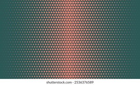 Triangles Halftone Pattern Linear Gradient Vector Orange Green Abstract Background. Ultra Mod Minimalist Art Half Tone Graphics Eye Catching Rush Wallpaper. Futuristic Technology Art Illustration