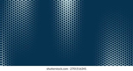 Triangles Halftone Pattern Modern Geometric Abstract Vector Zig Zag Seamless Blue Border Isolated On White Background. Half Tone Art Graphical Minimalist Light Blue Wallpaper. Chevron Form Abstraction