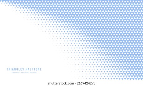 Triangles Halftone Pattern Modern Geometry Abstract Vector Smooth Bent Pale Blue Border Isolated On White Background. Half Tone Art Graphic Minimal Pure Light Wallpaper. Curved Round Form Abstraction