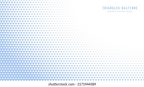 Triangles Halftone Pattern Modern Geometry Abstract Vector Pale Blue Smooth Rounded Border Isolated On White Background. Half Tone Art Graphic Minimal Pure Light Wallpaper. Round Form Blur Abstraction