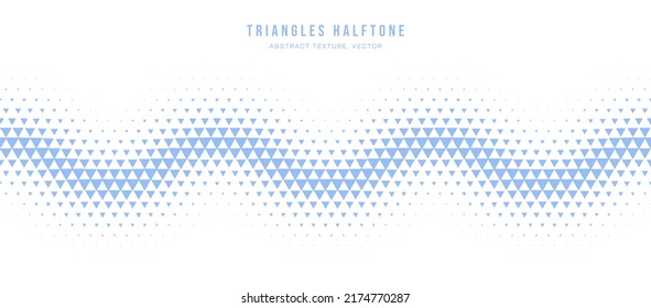 Triangles Halftone Pattern Modern Geometry Abstract Vector Waveform Seamless Blue Border Isolate On White Background. Halftone Art Graphical Minimalist Light Blue Wallpaper. Wavy Form Abstraction