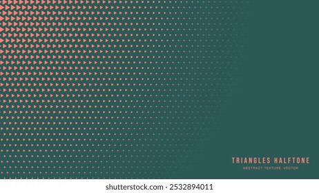 Triangles Halftone Pattern Radial Border Vector Orange Green Abstract Background. Ultra Modern Minimalistic Art Half Tone Graphics Eye Catching Wallpaper. Retro Futuristic Technology Art Illustration