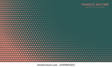 Triangles Halftone Pattern Semi Circle Radial Border Vector Orange Green Abstract Background. Ultra Modern Minimalist Art Half Tone Graphics Eye Catching Abstraction. Retro Futuristic Art Illustration