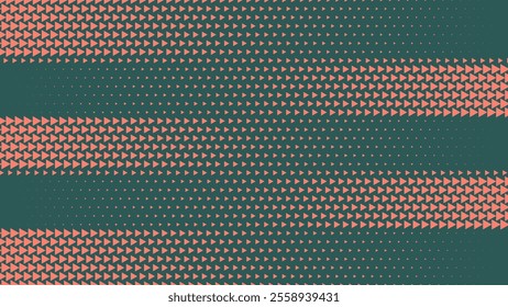 Triangles Halftone Pattern Striped Structure Vector Orange Green Abstract Background. Dynamic Lines Minimalistic Art Half Tone Graphic Eye Catching Wallpaper. Ultra Modern Conceptual Art Illustration