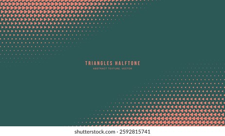 Triangles Halftone Pattern Twisted Border Vector Orange Green Abstract Background. Ultra Modern Minimalistic Art Half Tone Graphics Eye Catching Rush Wallpaper. Futuristic Technology Art Illustration