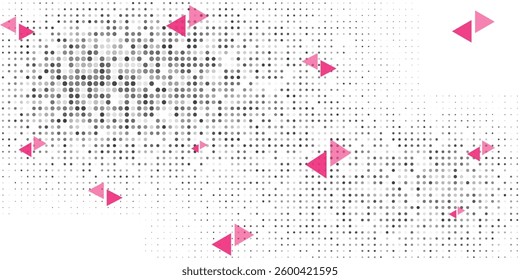 Triangles Halftone Pattern Vector Abstract Geometric Technology Background. Triangular Half Tone Texture. Minimal Style Dynamic Tech Wallpaper