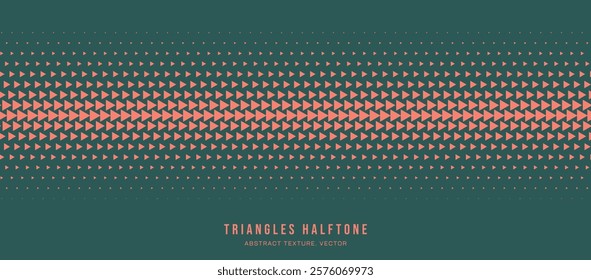 Triangles Halftone Pattern Vector Seamless Border Orange Green Abstract Background. Ultra Mod Minimalist Art Half Tone Graphics Eye Catching Rush Wallpaper. Futuristic Technology Art Illustration