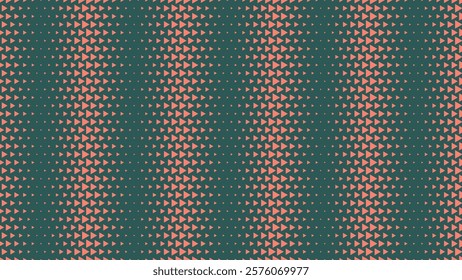 Triangles Halftone Pattern Vertical Striped Structure Vector Orange Green Abstract Background. Ultra Modern Minimalist Art Half Tone Eye Catching Graphic. Retro Futuristic Technology Art Illustration