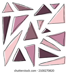 Triangles. Hand drawn shapes. Doodle style. Vector illustration