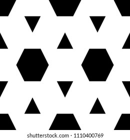 Triangles, hexagons ornament. Mosaic. Grid background. Ethnic tiles motif. Geometric grate wallpaper. Geometry backdrop. Digital paper, page fills, web design, textile print. Seamless abstract pattern