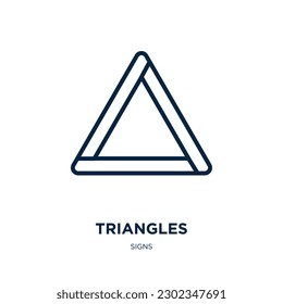 triangles icon from signs collection. Thin linear triangles, triangle, button outline icon isolated on white background. Line vector triangles sign, symbol for web and mobile