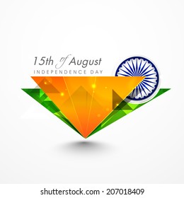 Triangles in Indian tricolors with Asoka Wheel on the occasion of 15th of August, Indian Independence Day celebrations. 