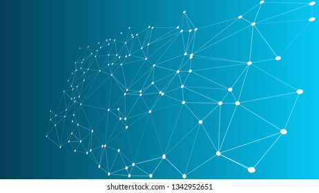 Triangles line vector abstract background, connected lines and dots