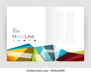 Triangles and lines, annual report flyer brochure template. Vector illustration