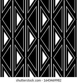 Triangles, lines ornament. Geometrical background. Triangular shapes, stripes backdrop. Geometric figures wallpaper. Digital paper, textile print, web design, abstract. Seamless pattern. Vector