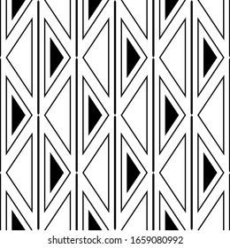 Triángulos, líneas adornadas. Fondo geométrico. Formas triangulares, fondo de rayas. Papel tapiz de figuras geométricas. Papel digital, impresión textil, diseño web, abstracto.Patrón sin problemas. Vector.