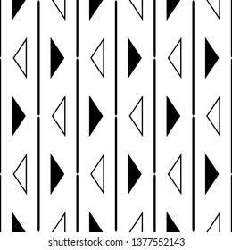 Triangles, lines ornament. Geometrical background.Triangular shapes, stripes backdrop. Seamless pattern.Geometric figures wallpaper. Digital paper, textile print, web design, abstract. Vector