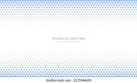 Triangles Modern Halftone Geometric Pattern Vector Horizontal Border White Blue Abstract Background. Faded Checkered Triangle Particles Subtle Texture. Half Tone Art Graphic Pure Light Wide Wallpaper