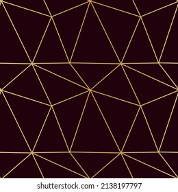 triangles mosaic of thin golden lines on a dark luxury background seamless pattern for wrapping paper textile