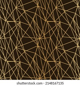 triangles mosaic of thin golden lines on a dark luxury background seamless pattern for wrapping paper textile
