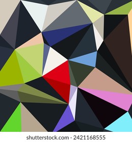 Dreiecke, mehrfarbiger Hintergrund, Farbkristalle. Low-Polygonal-Mosaik, kreative Origami-Formen, Vektordesign