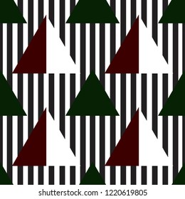Triangles on a striped background, for seamless printing on fabric