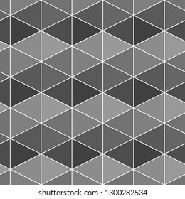 Triangles ornament. Geometric backdrop. Triangular shapes wallpaper. Figures background. Polygons motif. Digital paper, textile print, web design, abstract. Seamless pattern. Vector.